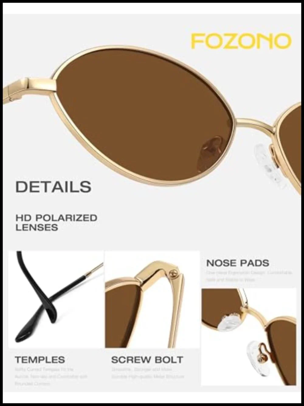 Polarized UV Protection Oval Sunglasses Metal Frame Vintage Small